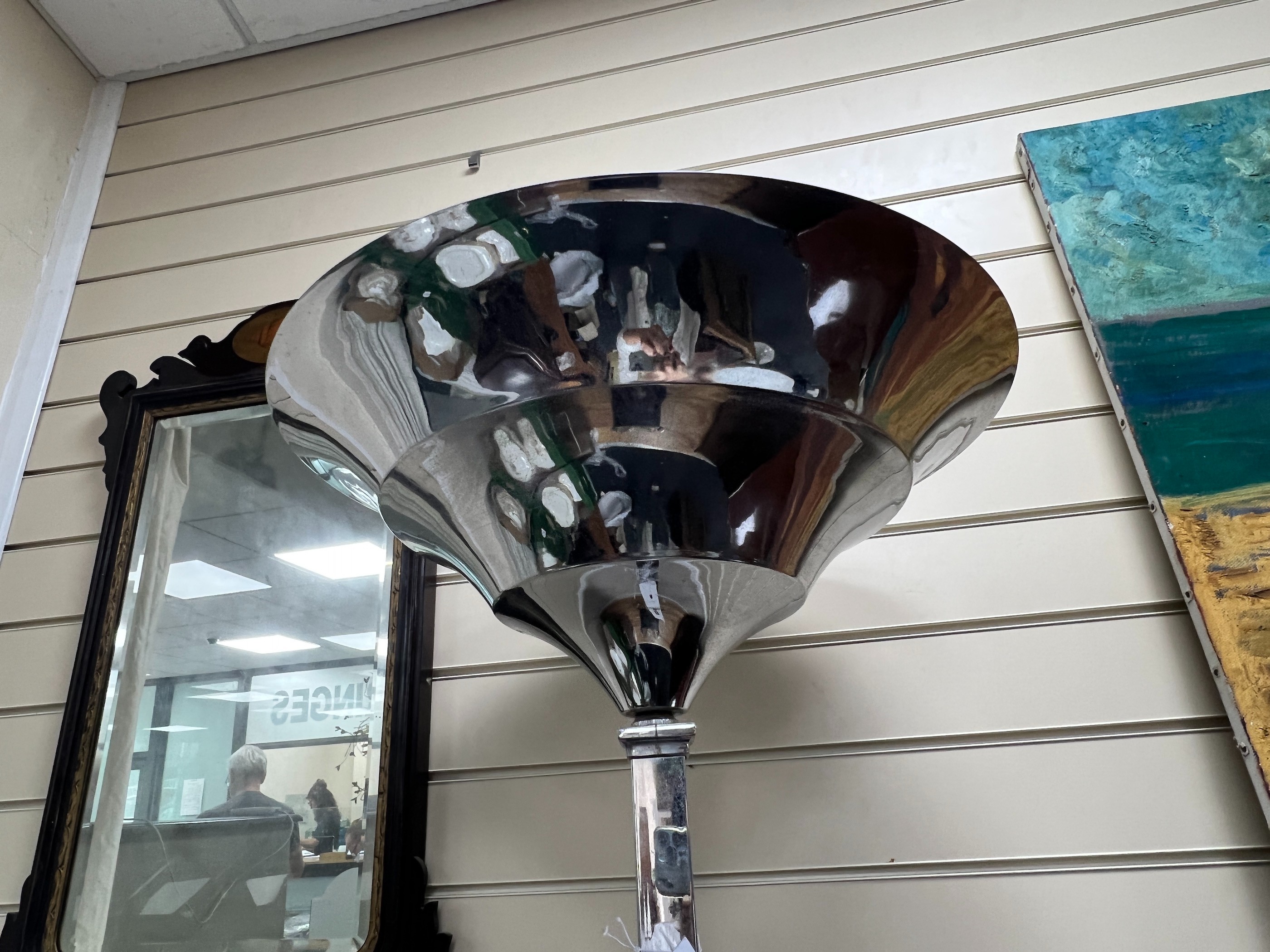 An Art Deco style chrome uplighter, height 172cm
